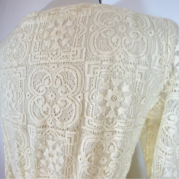 American Eagle Outfitters cream lace with long bell sleeve dress, size small - Picture 8 of 14